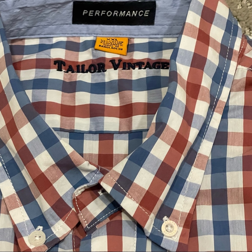 Tailor Vintage Performance Red and Blue Plaid Size XXLarge New - Picture 5 of 6